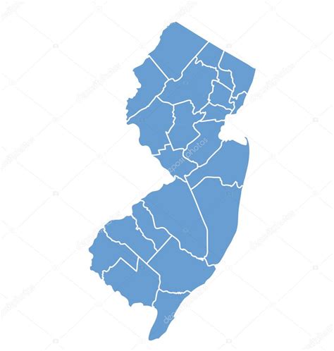 Mapa Estatal De Nueva Jersey Por Condados Vector De Stock Por Deskcube
