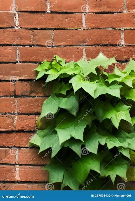 Ivy Around The Edges On A Red Brick Wall Stock Illustration