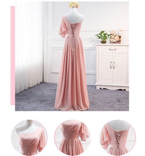 Mismatched Chiffon A Line Simple Bridesmaid Dress Lace Up Floor Lengt