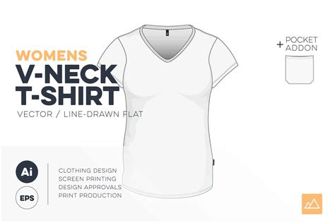 Download Womens V-Neck T-Shirt Template - VECTOR Pack ...