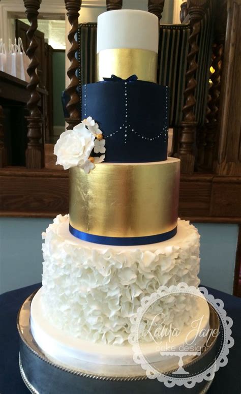 Navy Blue And Silver Wedding Cakes White Navy Blue And Silver