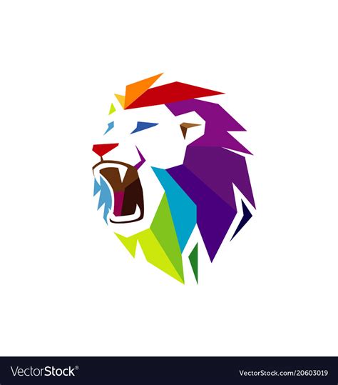 Creative Abstract Colorful Lion Head Logo Vector Image