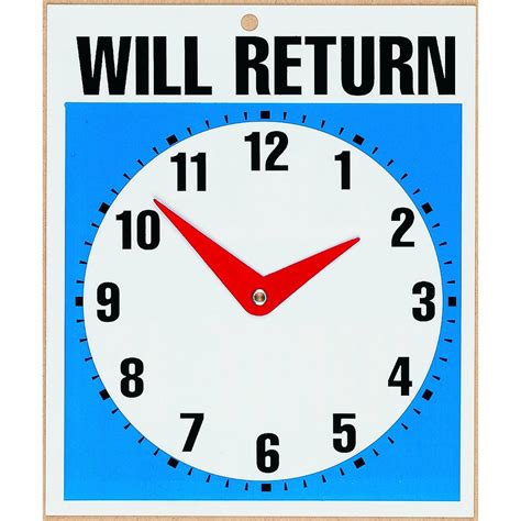 Headline Sign 9382 Double Sided Openwill Return Sign With Clock Hands