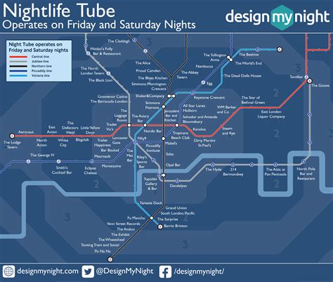 Piccadilly Line Bars On The Night Tube London Bar Map Late Night Tube