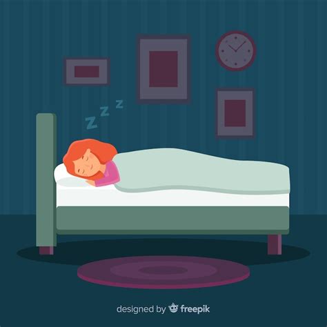 Flat Person Sleeping In Bed Free Vector