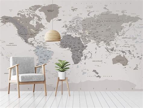 Murwall Map Wallpaper Political World Map Wall Mural India Ubuy