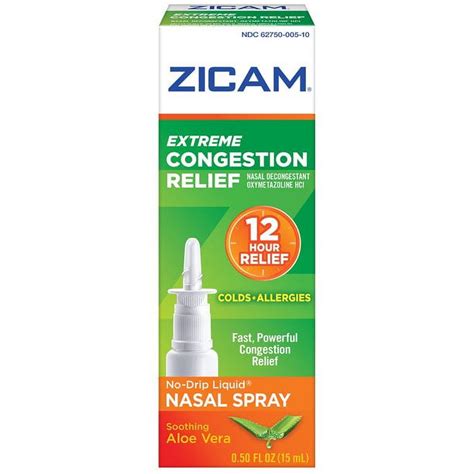 Zicam Extreme Congestion Relief No Drip Liquid Nasal Spray 05 Oz 4 Pack