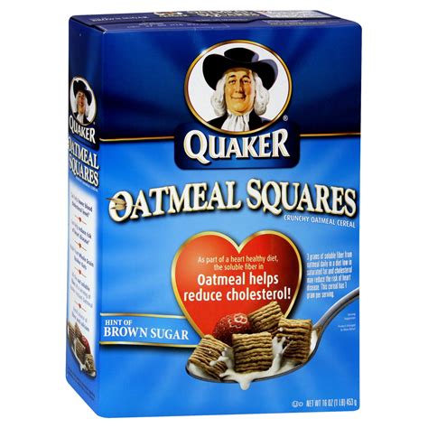 Quaker Oatmeal Squares Crunchy Oatmeal Cereal With A Hint Of Brown