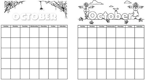 Printable Calendars For October Kids Calendar Super Teacher