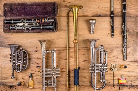 A Collection Of Vintage And Antique Musical Instruments By Stocksy