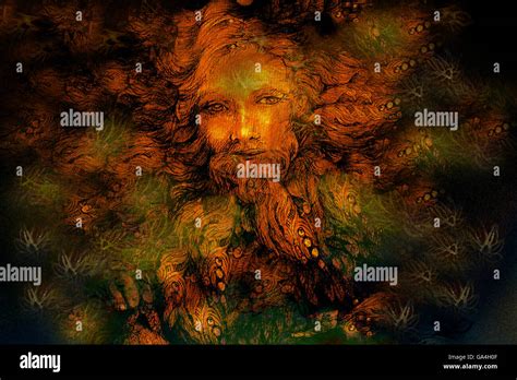 Golden Forest Fairy Guardian Spirit Detailed Illustration Collage