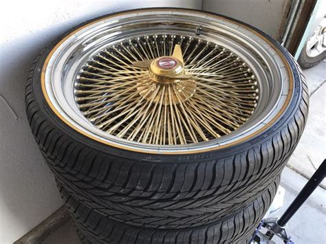 22 Inch Center Gold Wire Wheels With Vogue Tires For Sale In Riverbank