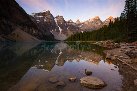 Moraine Lake In Banff National Park Canada Photographed At Sunrise