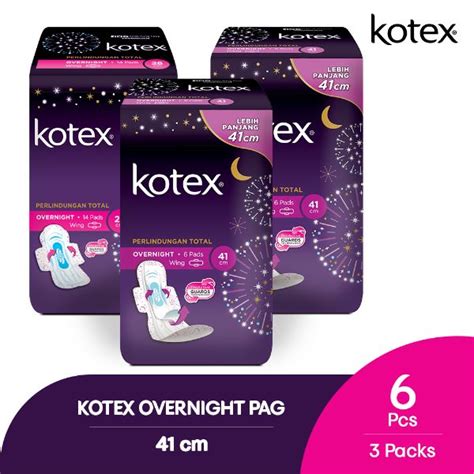 Jual Kotex Overnight Pag Pembalut Dewasa 41 Cm 6 Sheet 3 Pack Di Seller Kotex Official Store