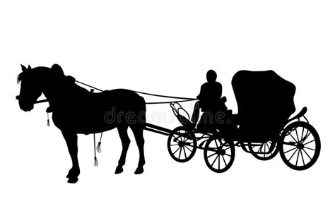 Horse And Carriage Black Silhouettes Stock Illustration Illustration