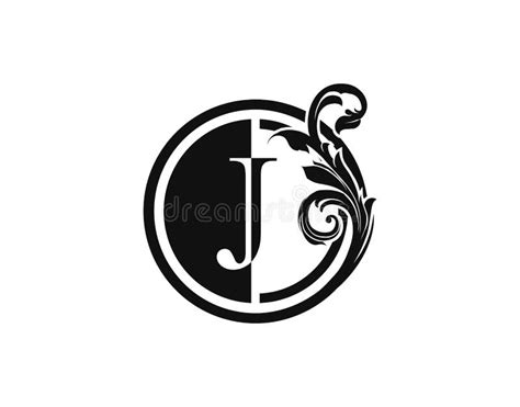 Royal Circle J Letter Floral Logo Luxury J Swirl Logo Icon Stock