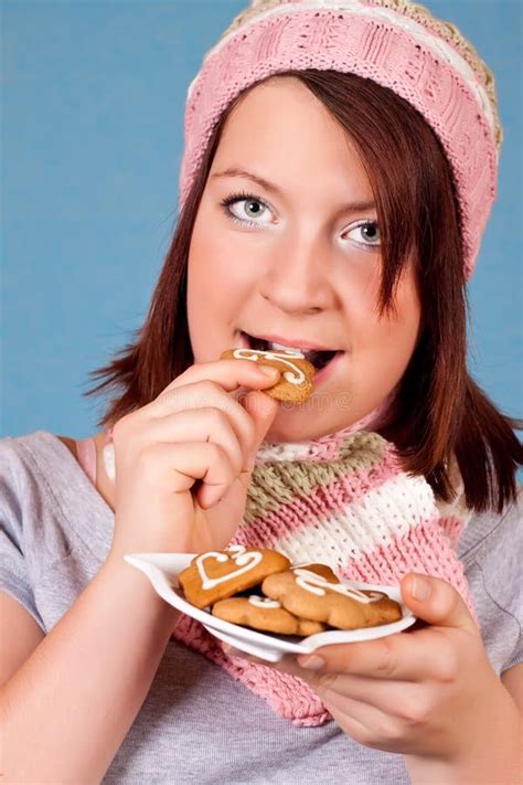 Girl Eating Cookies Stock Image Image Of Girl Face 13075915