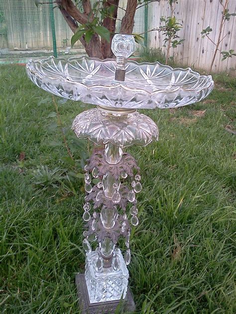 Glass bird baths are a beautiful and functional addition to your backyard. OC Garden Jen: Old Lamp + Tiered Server = New Bird Bath ...