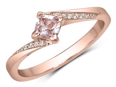 Cassy 14k Rose Gold Princess Cut Morganite And Diamond Bypass Ring For