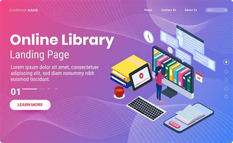 Online Library Landing Page Template 1156783 Vector Art At Vecteezy
