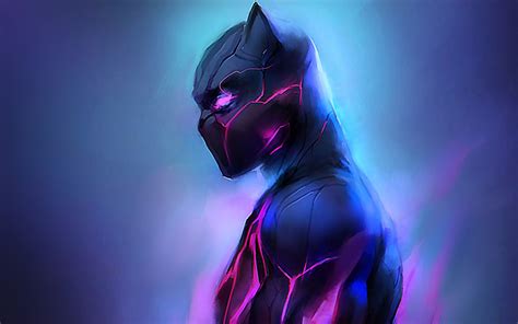 Download Artwork Black Panther Glowing Suit Wallpaper 1680x1050