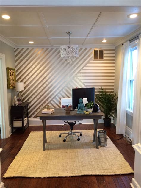 My New Home Office Gold Stripes Maybe Chevron Ish Diy Desk With X