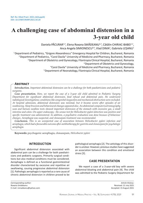 Pdf A Challenging Case Of Abdominal Distension In A 3 Year Old Child