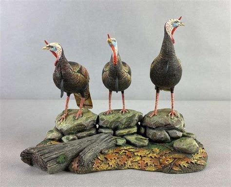 Danbury Mint Nick Bibby Watchful Trio Turkey Sculpture Matthew