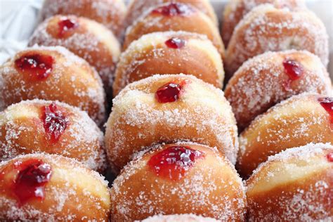 Raspberry Jam Donuts With Vanilla Sugar