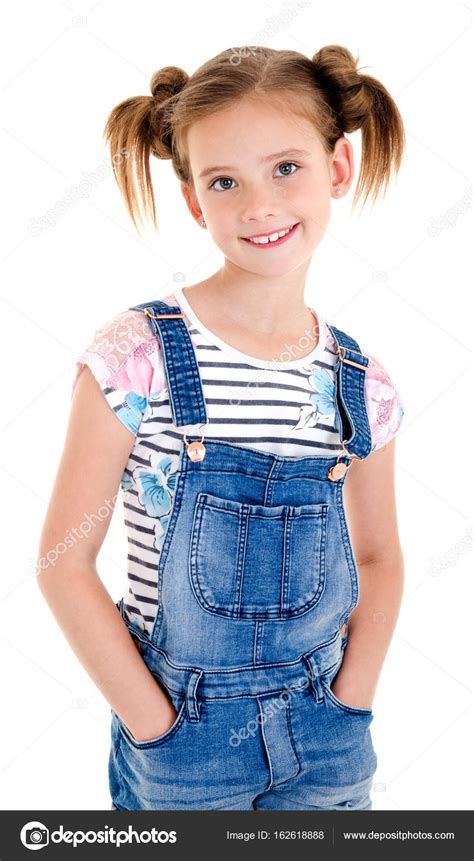 Portrait Of Adorable Smiling Little Girl Child Isolated — Stock Photo