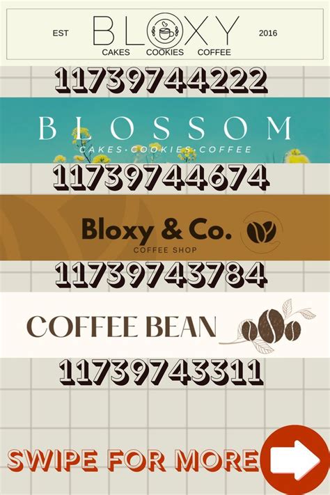 Cafe Coffee Shop Sign Decals For Bloxburg Roblox Cafe Decal Codes