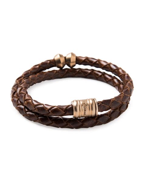 Lyst Miansai Brass Leather Casing Bracelet In Brown For Men