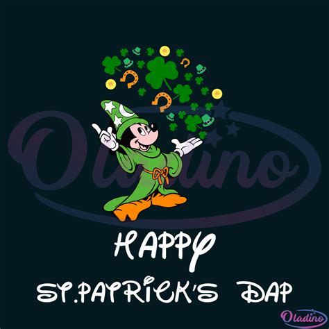 Disney Mickey Mouse Magician Happy St Patricks Day Svg Digital File