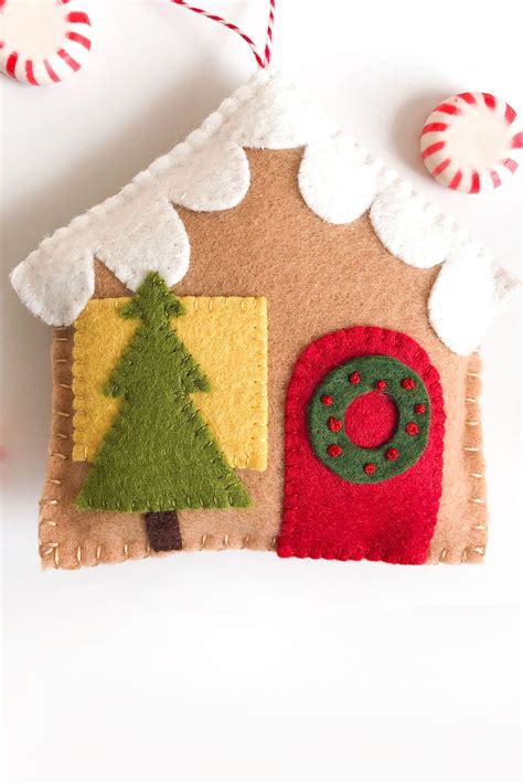 Gingerbread House Felt Christmas Ornament Pattern Polka Dot Chair