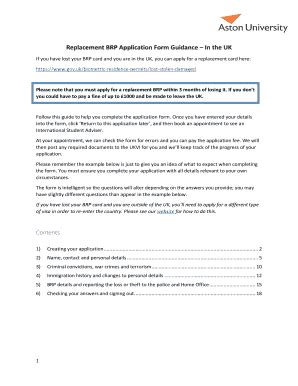 Fillable Online Replacement Brp Application Form Guidance In The Uk Fax