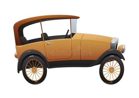 Vintage Cartoon Retro Car On White Background Vector Stock Vector