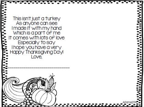 Turkey Handprint Poem Free Printable Printable World Holiday