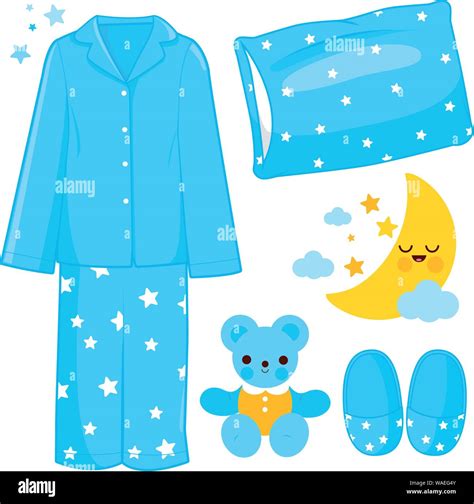 Vector Illustration Collection Of Children Pajamas And Sleep Related