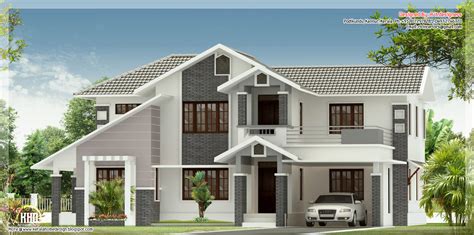 4 Bedroom Sloped Roof House Elevation Kerala Home Design And Floor