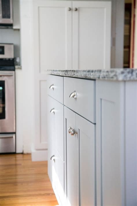 Kitchen cabinet kings is your online source for discount kitchen and bathroom cabinets at wholesale prices. Brushed nickel pulls on a grey island. | Custom kitchens ...