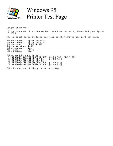 Windows 95 Printer Test Page Free Download Borrow And Streaming