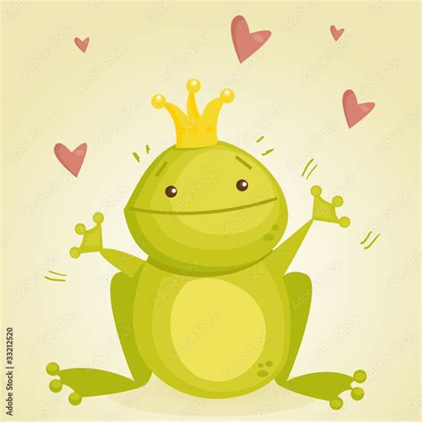 Cute Cartoon Frog Prince Vector Illustration Stock Vector Adobe Stock