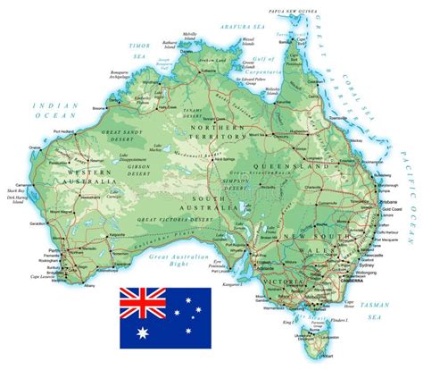 Australia Detailed Topographic Map Illustration Stock Illustration