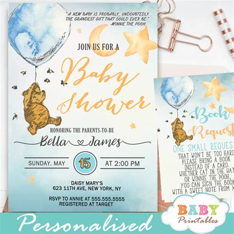 You can make the baby shower party in classic winnie the pooh party themed and can afford the party decorations do it yourself or buy in discount stores. Winnie The Pooh Baby Shower Invites - D290 - Baby Printables