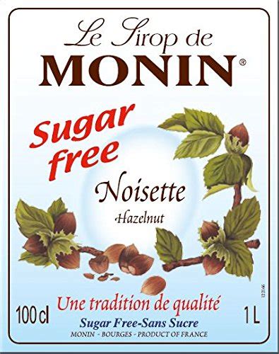 Monin Premium Hazelnut Sugar Free Syrup Litre Approved Food