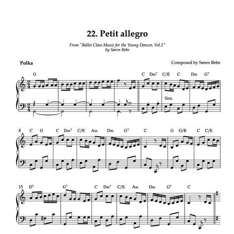 Petit Allegro Piano Sheet Music For Childrens Ballet Classes Pdf