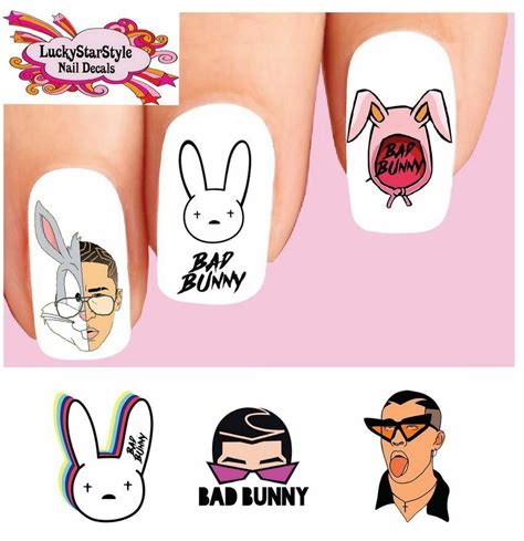 Waterslide Nail Decals Set Of Bad Bunny Assorted Ebay