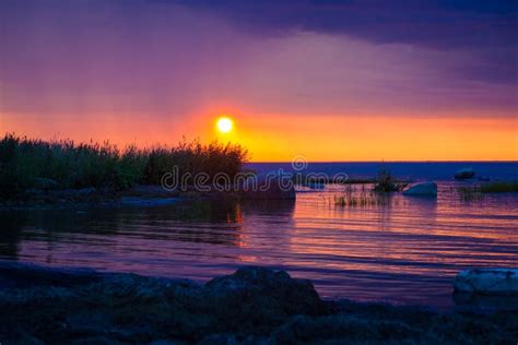 Serene Sunset Scene Over Baltic Sea Stock Image Image Of Dawn