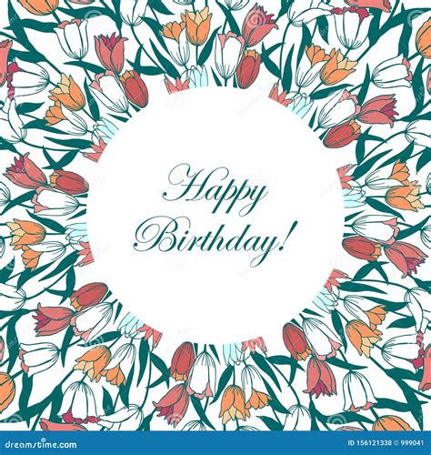 Happy Birthday Card Eps10 Vector Illustration Floral Pattern Of