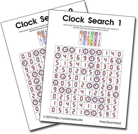 Word Search with analog clocks. Analog Time Practice ...